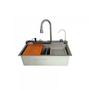 Fregadero de cocina moderno color: gris mate multifuncional ducha extraíble lavavasos filtro de agua acero inoxidable primera calidad accesorios incluidos dimensiones 750*460*220mm