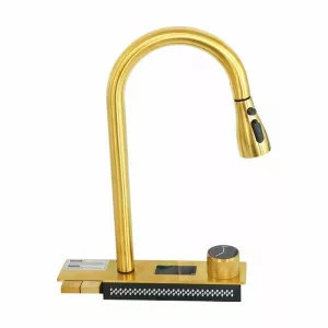 Consola multifuncional equipada con baterias y accesorios pantalla digital LED color: dorado compatible con fregadero AB7546D-AS-1-GLD