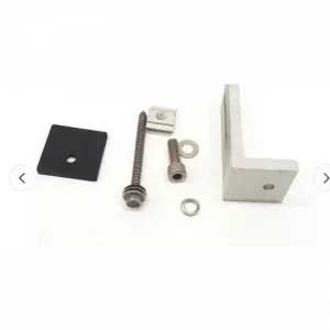 Soporte L con goma + tornillo autoperforante + Tuerca D para fijación de los paneles fotovoltaicos al tejado de chapa largo 120 mm / ancho 40 mm