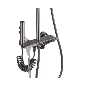 Conjunto de ducha multifuncional con termostato y display electrónico.